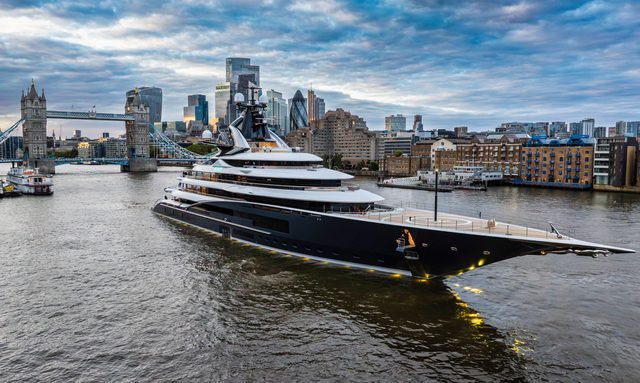 Iconic 122m superyacht charter KISMET arrives in London 